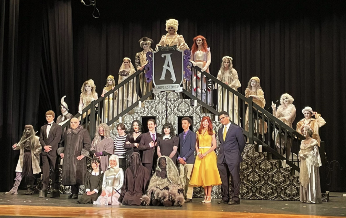The+cast+of+the+high+school%E2%80%99s+spring+musical+The+Addams+Family+builds+character+both+on+and+off+stage.